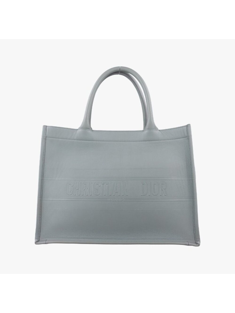 Dior Book Tote Bag Gray Leather